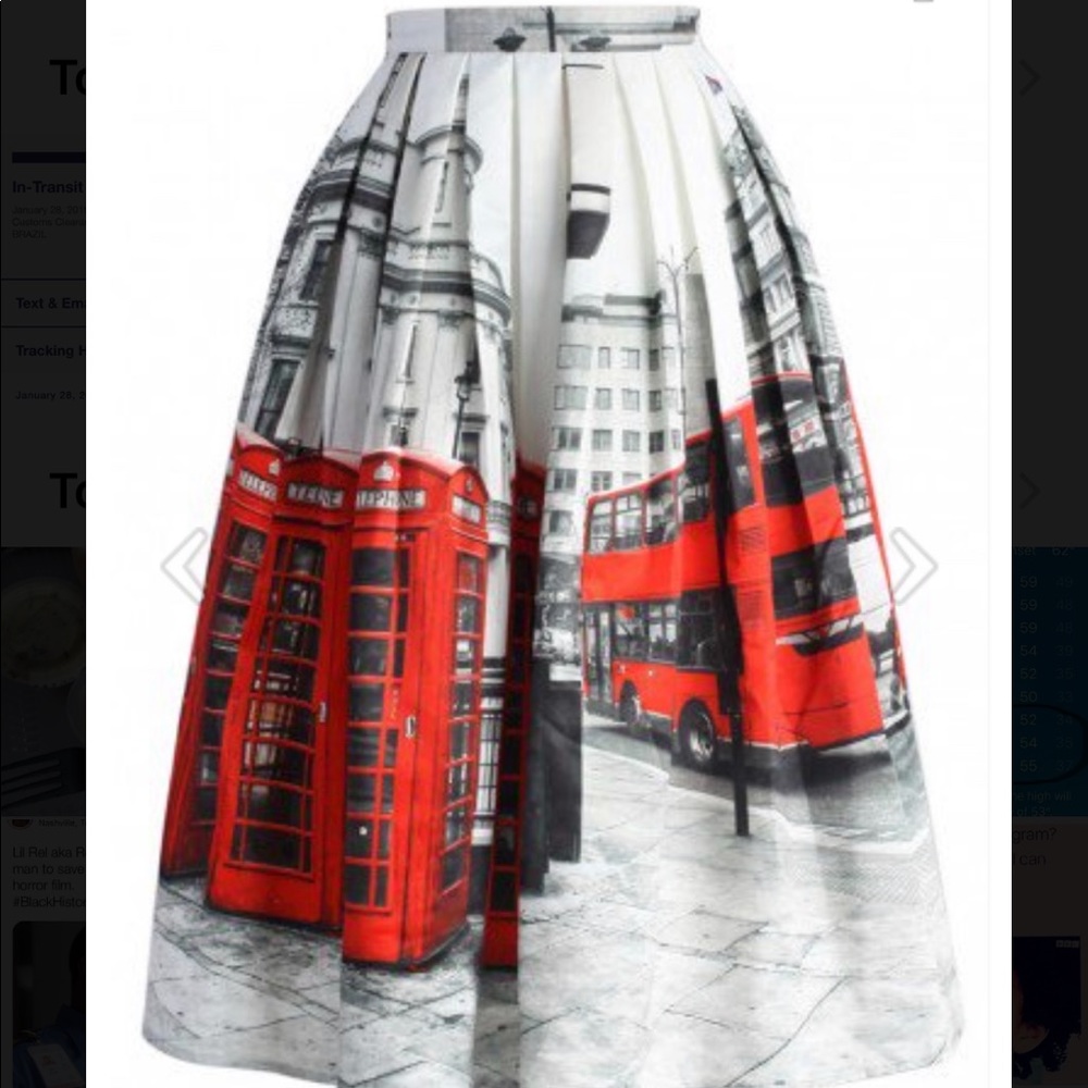 London Pleated Midi Skirt~ BRAND NEW